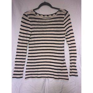 Ann Taylor LOFT White/Navy Striped Blouse